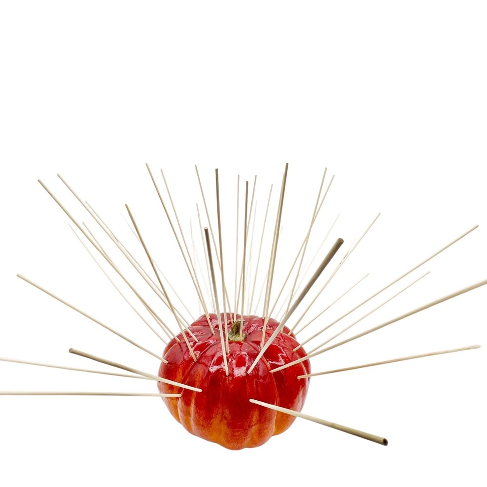 Large Red-Orange Glazed Foam Pumpkin Appetizer Skewer Holder Centerpiece 9"x7" - Picture 4 of 10